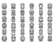 Coloriage Collection des masques mayas