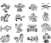 Coloriage Collection des symboles de Maya