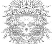 Coloriage Cr&acirc;ne azt&egrave;que de la civilisation Maya
