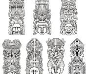 Coloriage Des symboles Maya adulte