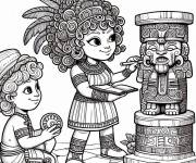 Coloriage Dessiner le statuette de maya antique