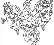 Coloriage Deux h&eacute;ros des mayas