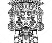 Coloriage Dieu Maya antique &agrave; impri