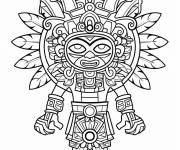 Coloriage Dieu soleil Kinich Ahau de Maya