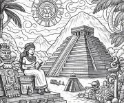 Coloriage Dieux et symboles de maya antique