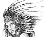Coloriage Femme Maya au crayon