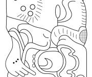 Coloriage Glyph maya en noir et blanc