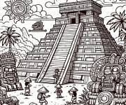 Coloriage Grand pyramide de maya