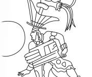 Coloriage Guerrier de Maya