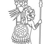 Coloriage Guerrier de Maya antique