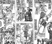 Coloriage Icons Mayas, Azt&egrave;ques et Incas