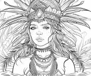 Coloriage Illustration de Ix Chel maya dans l'eau