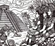Coloriage Illustration de la civilisation de maya