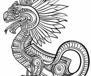 Coloriage Illustration du dieu Kukulkan Maya
