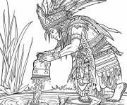 Coloriage Image de IX Chel et un pot d'eau
