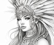 Coloriage Imprime la fille de Maya antique