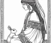 Coloriage Ix Chel et le lapin