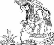 Coloriage IX Chel et un pot d'eau