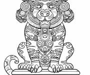 Coloriage Jaguar Balam de Maya antique