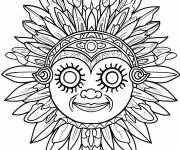 Coloriage Kinich Ahau de Maya antique