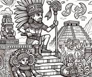 Coloriage Le roi des mayas antique