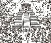 Coloriage Les habitants de la civilisation de maya
