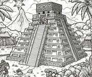 Coloriage Les montagnes de maya antique