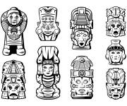 Coloriage Masques Maya en collection