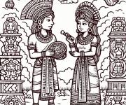 Coloriage Maya antique &agrave; &eacute;tudier