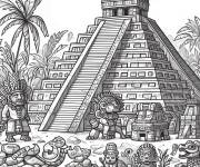 Coloriage Paysage de l'architecture de maya