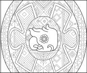 Coloriage Perroquet Maya &agrave; motif