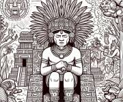 Coloriage Personnage de la civilisation maya