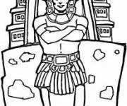 Coloriage et dessins gratuit Personnage de Maya devant un pyramide à imprimer