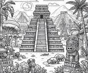 Coloriage Photo de pyramide maya