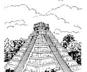 Coloriage Pyramide de Maya