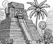 Coloriage Pyramide de maya pour les petits