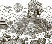 Coloriage Pyramide maya diff&egrave;rent