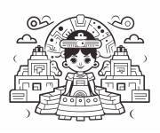Coloriage Sc&egrave;ne de la ville de Maya antique