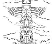 Coloriage Statue de la civilisation Maya