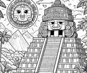 Coloriage Symboles de la civilisation de maya imprimable