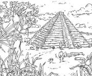 Coloriage Temple de Maya