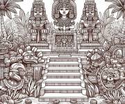 Coloriage Trois dieux de maya antique