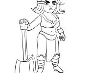 Coloriage Joueur fille de Clash royale avec une hache