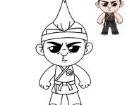 Coloriage Chibi Hawk Cobra Kai avec un mod&egrave;le en couleur