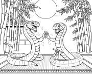 Coloriage Cobra Kai combat des cobras