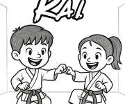 Coloriage Enfants au karat&eacute; de Cobra Kai