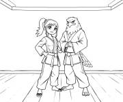 Coloriage Faucon et fille Cobra Kai