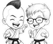 Coloriage Hawk et Demetri rigolent pendant l'entra&icirc;nement