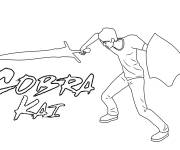 Coloriage H&eacute;ros Cobra Kai avec une &eacute;p&eacute;e