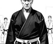 Coloriage John Kreese supervisant un entra&icirc;nement Cobra Kai